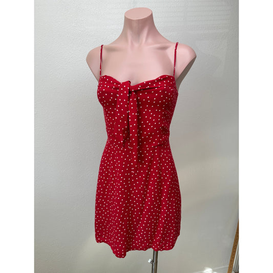 Reformation Red Polka Dot Tie-Front Mini Dress Women’s 4