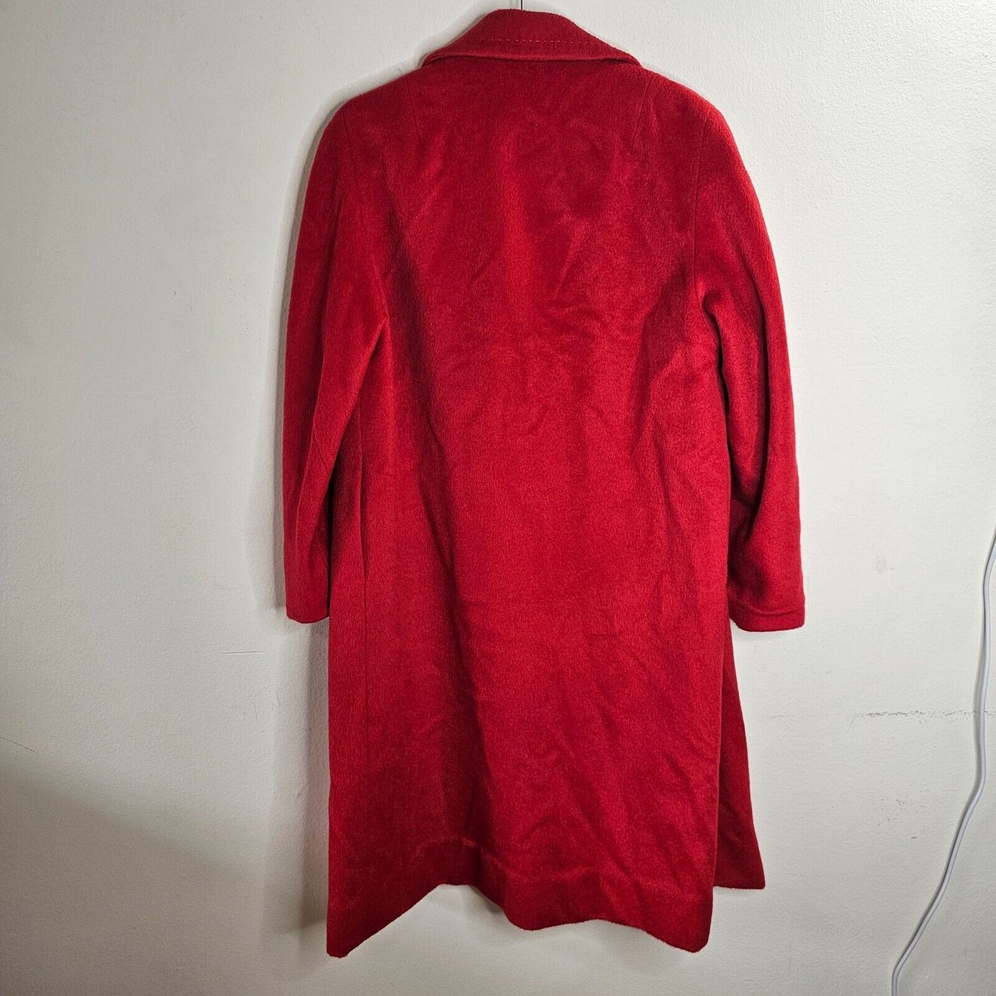 Red Oversized Felt Long Sleeve Single Button Heavy Long Line Jacket Large