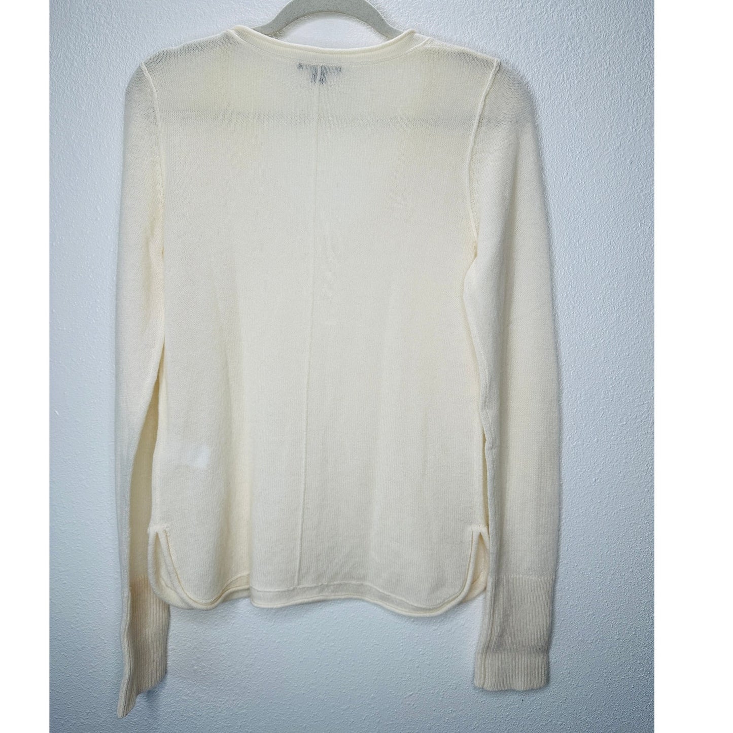 James Perse Cream Long Sleeve Scoop V Neck Cashmere Sweater 4 / XL