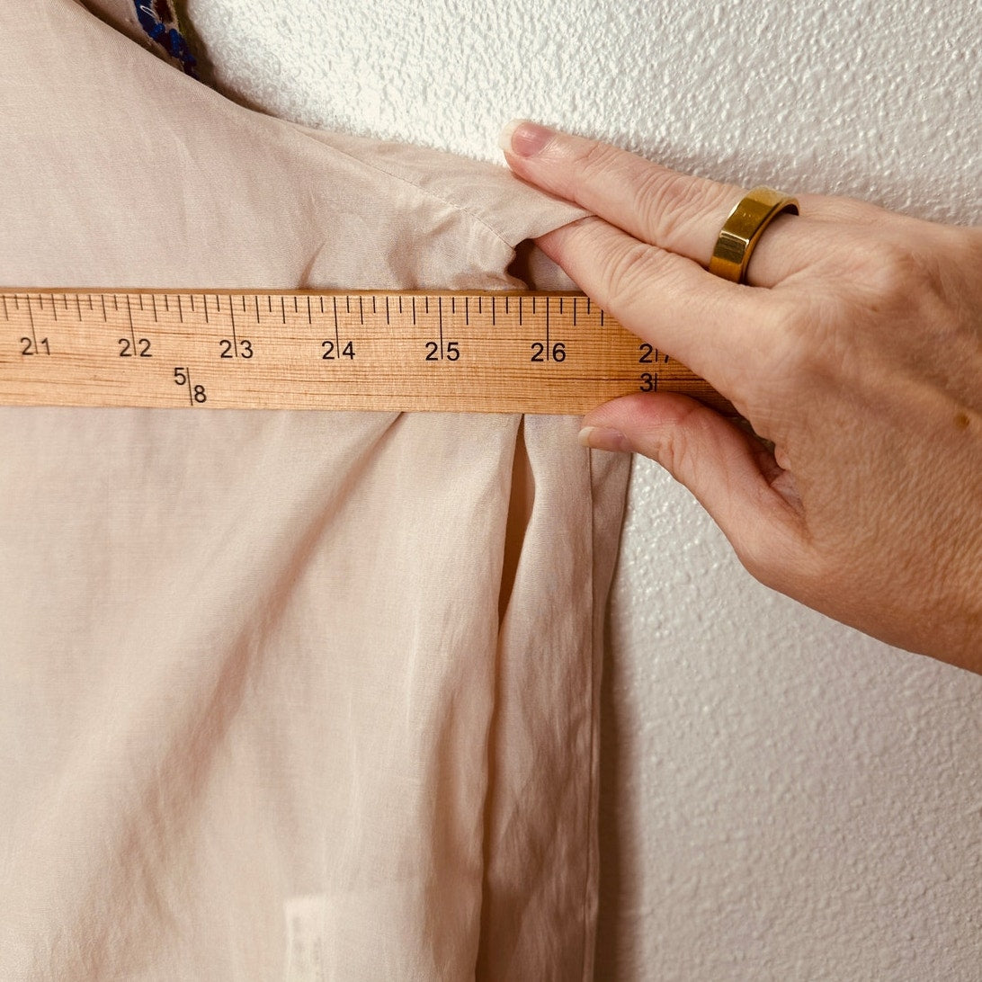 Fortela Ghodsi Tan Multicolor Beade Embroider Print Peasant Blouse 40