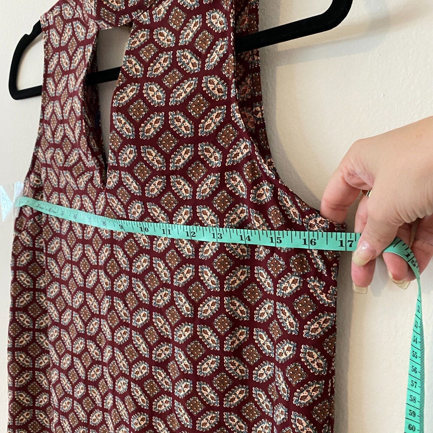 NWT Soprano Wine Paisley Print Multi Floral V-Neck Key Hole Sleeveless Dress XS