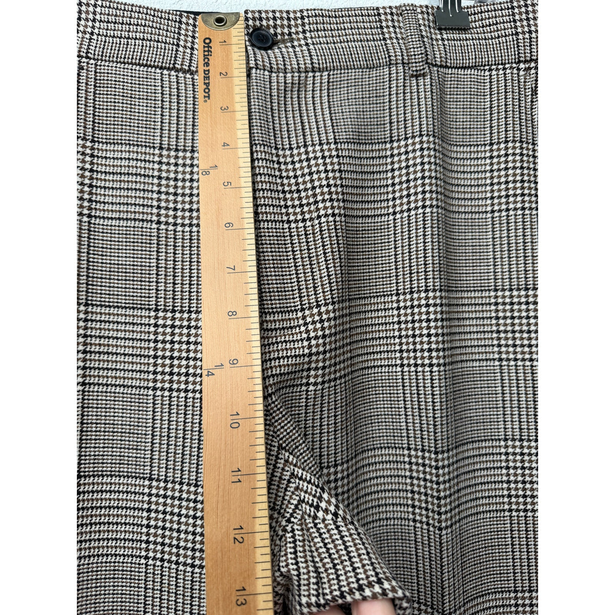 OTD On This Day Beige Brown Plaid Flare Pants Men 33