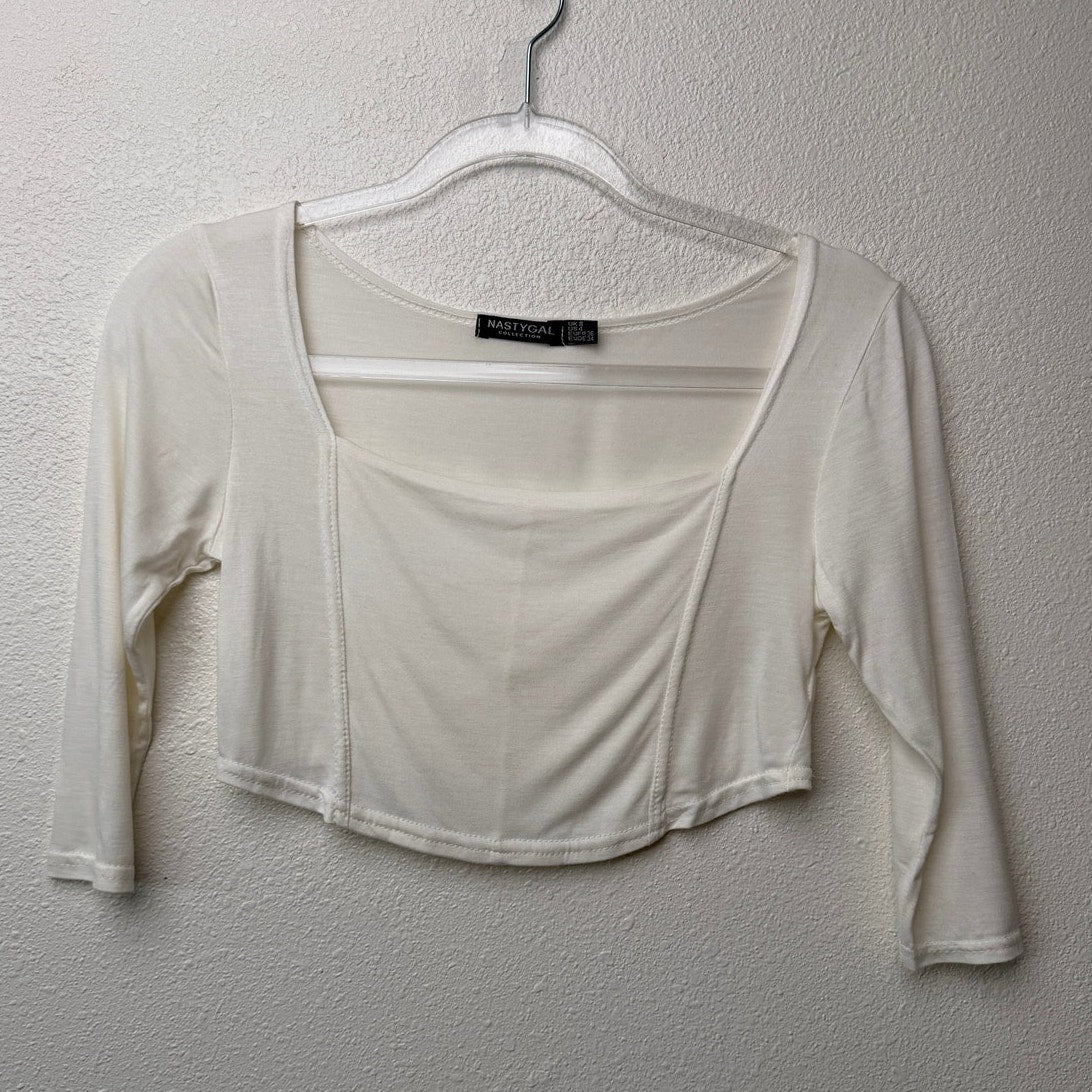 Nasty Gal Cream Square Neck Crop Top Womens US 4