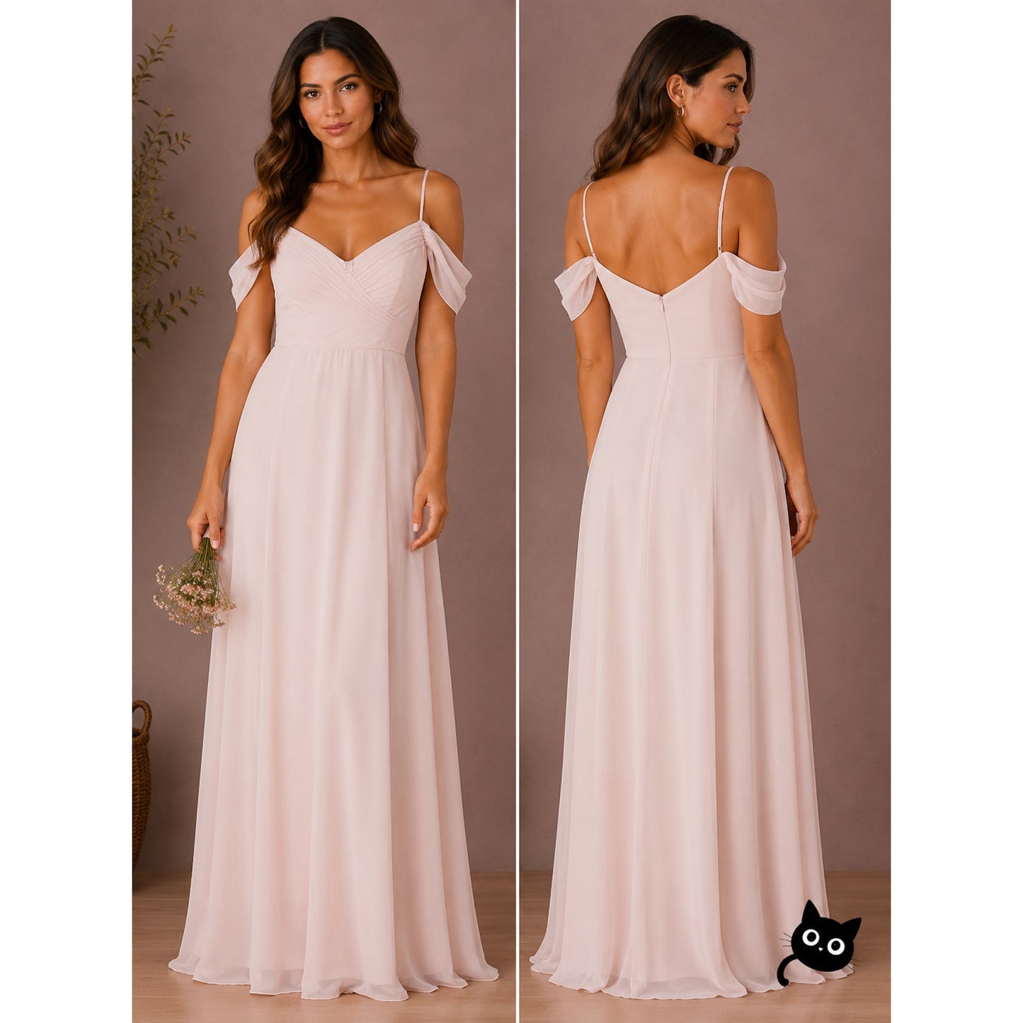 NWT Birdy Grey Pale Blush Spence Chiffon Convertible Maxi Dress M