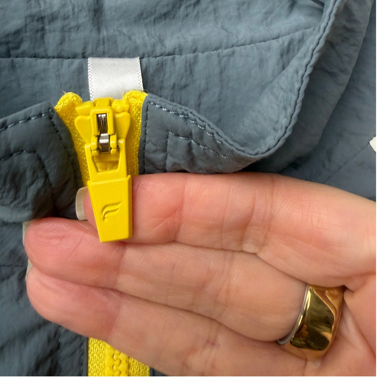 Fabletics Alayia Color Block Windbreaker Jacket Gray White Yellow Size S