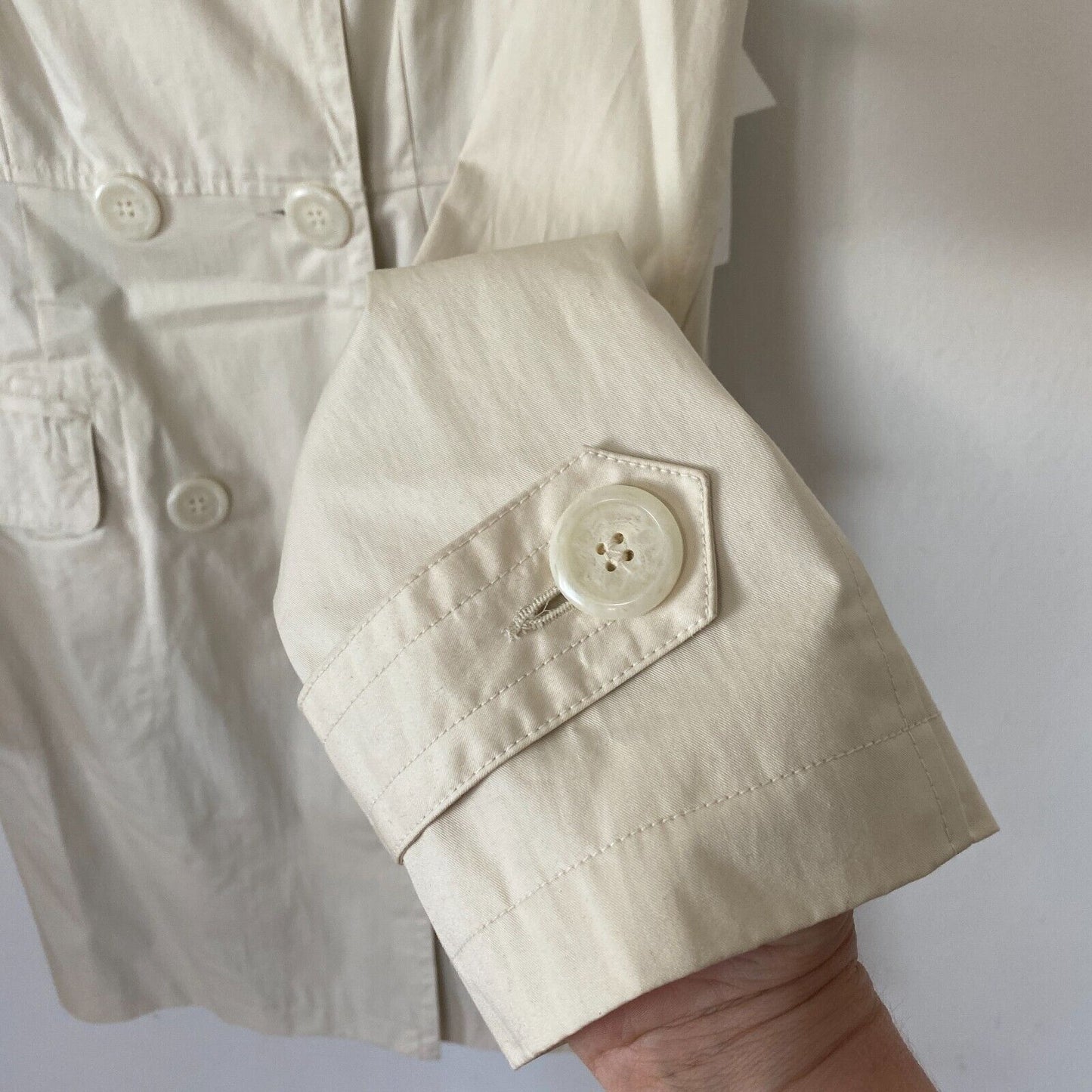 NWT Vince Cream Tan Fitted Peacoat Utility Duster Jacket Sage Lining Size 6