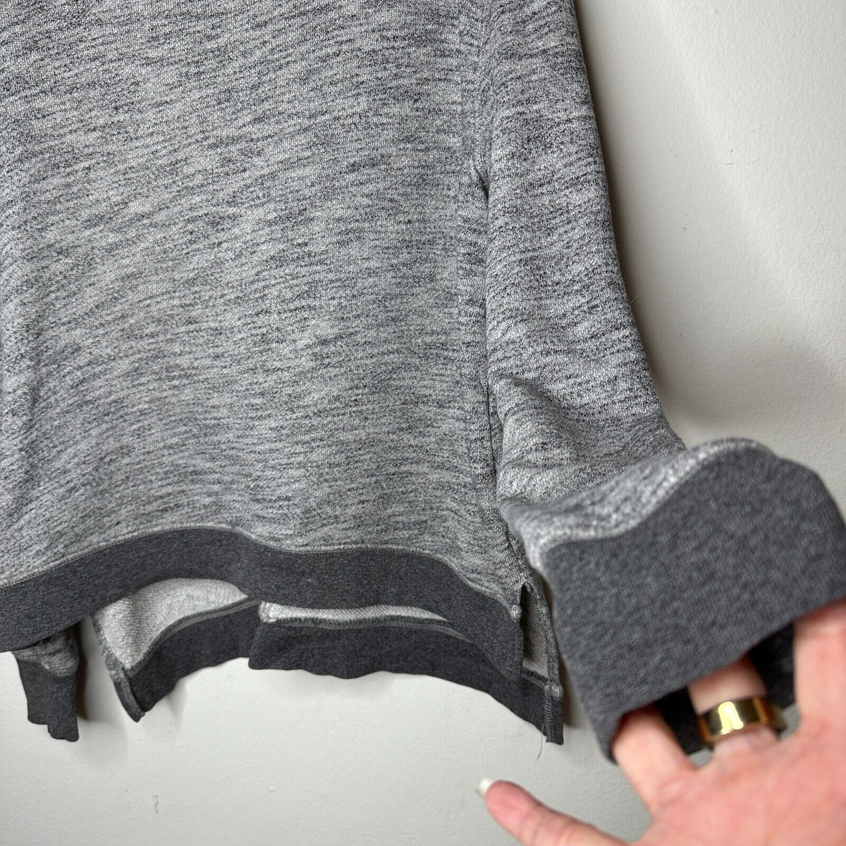 Rag & Bone Heather Gray Georgia Boxy Jumper Sweatshirt Dark Gray Trim S