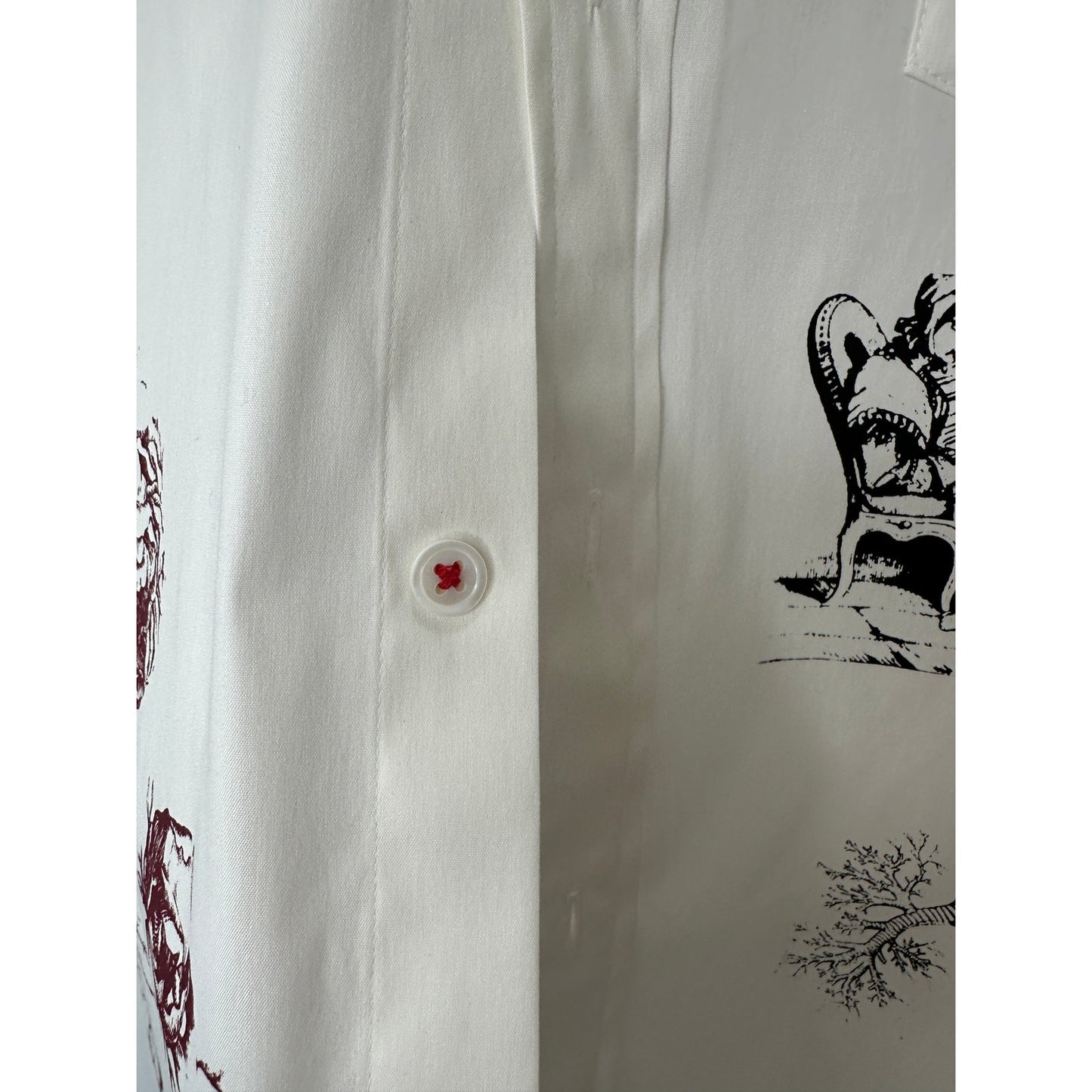 NWT Libertine Silk Screen Melange Deconstructed Mandarin Button Shirt L / XL