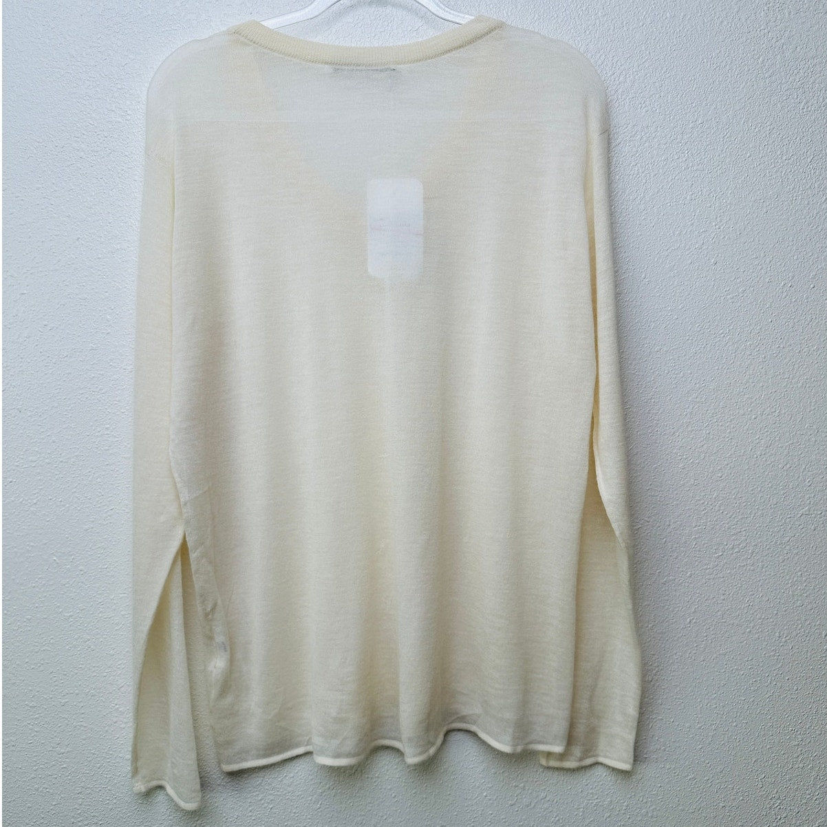 NWT Margaret Birdseye Ivory Cashmere V-Neck Sweater Size M