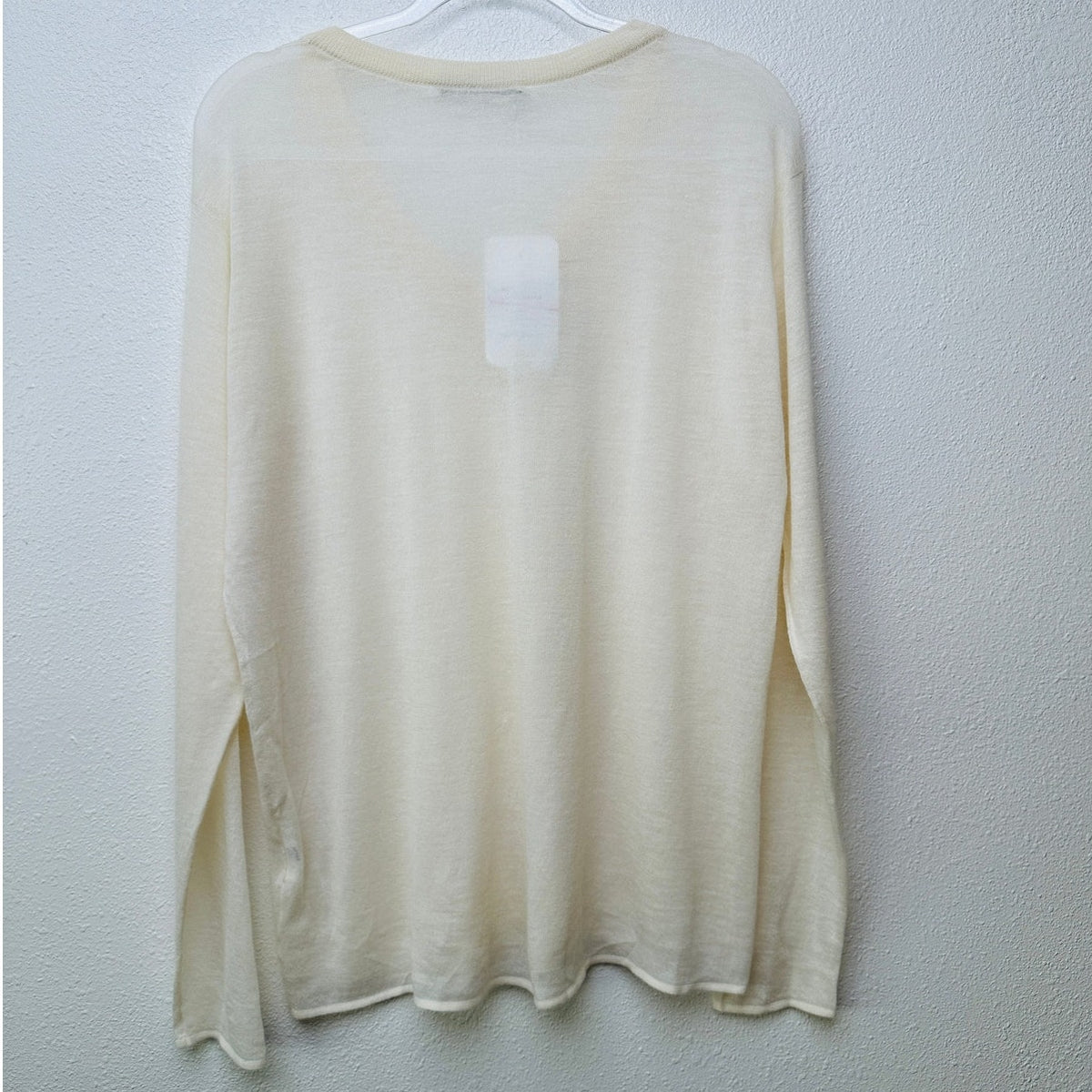 NWT Margaret Birdseye Ivory Cashmere V-Neck Sweater Size M