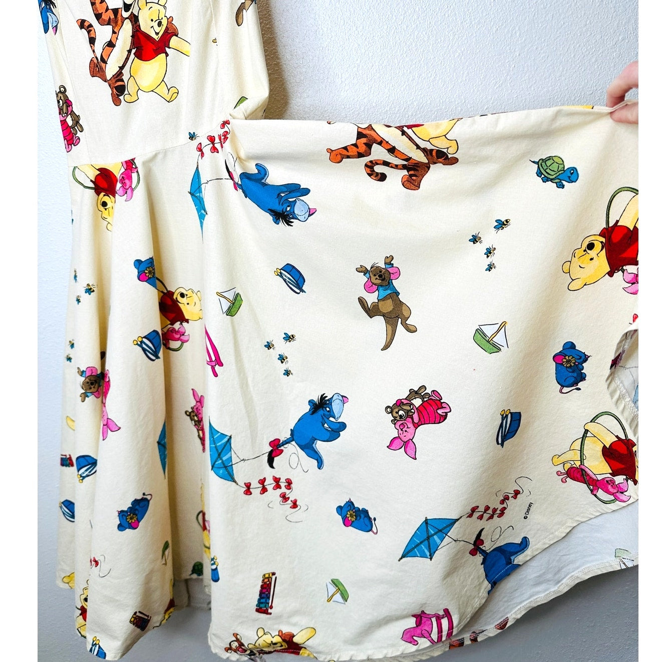 Vintage Cream Winnie The Poo Print Apron Dress Small