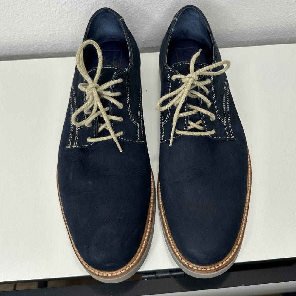14th & Union Marine Blue Nubuck & Gray Tie Oxford Shoes 9.5