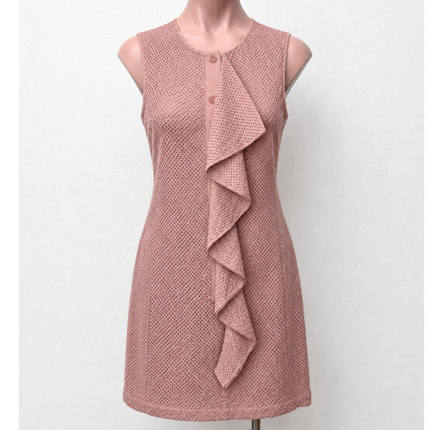 Marysia Mauve Pink Crystal Cove Eyelet Button Front Flowy Ruffle Mini Dress XS