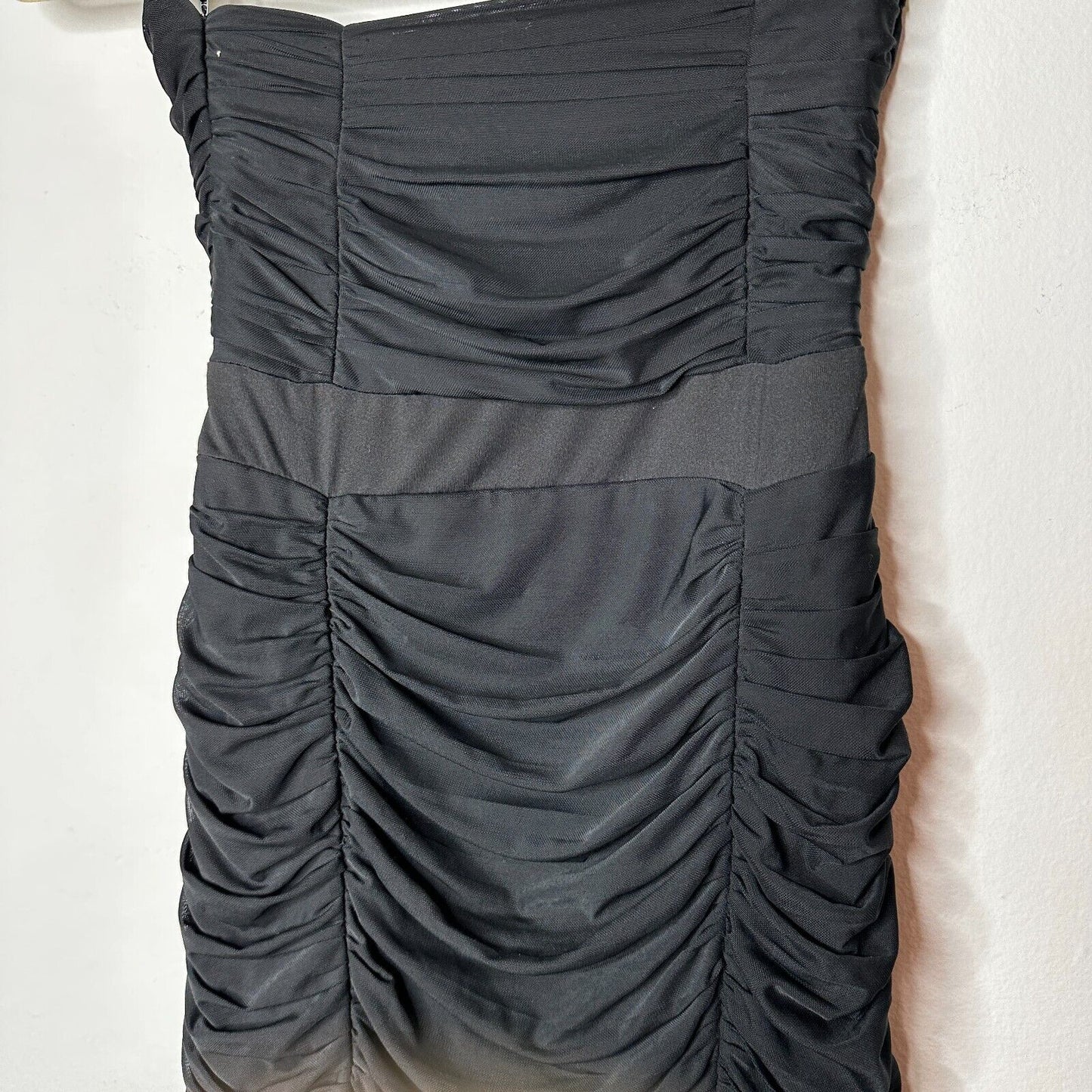 Nikibiki Black Strapless Ruched Bedazzled Rhinestone Front Waist Belt Mini Small