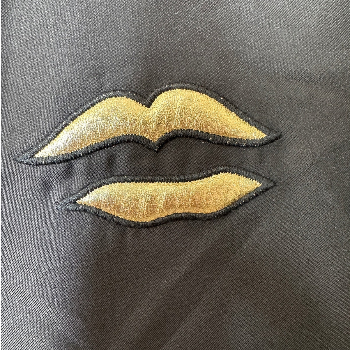 Givenchy Black with Gold Embroidery Lips Button Front Long Sleeve Shirt 38 / M