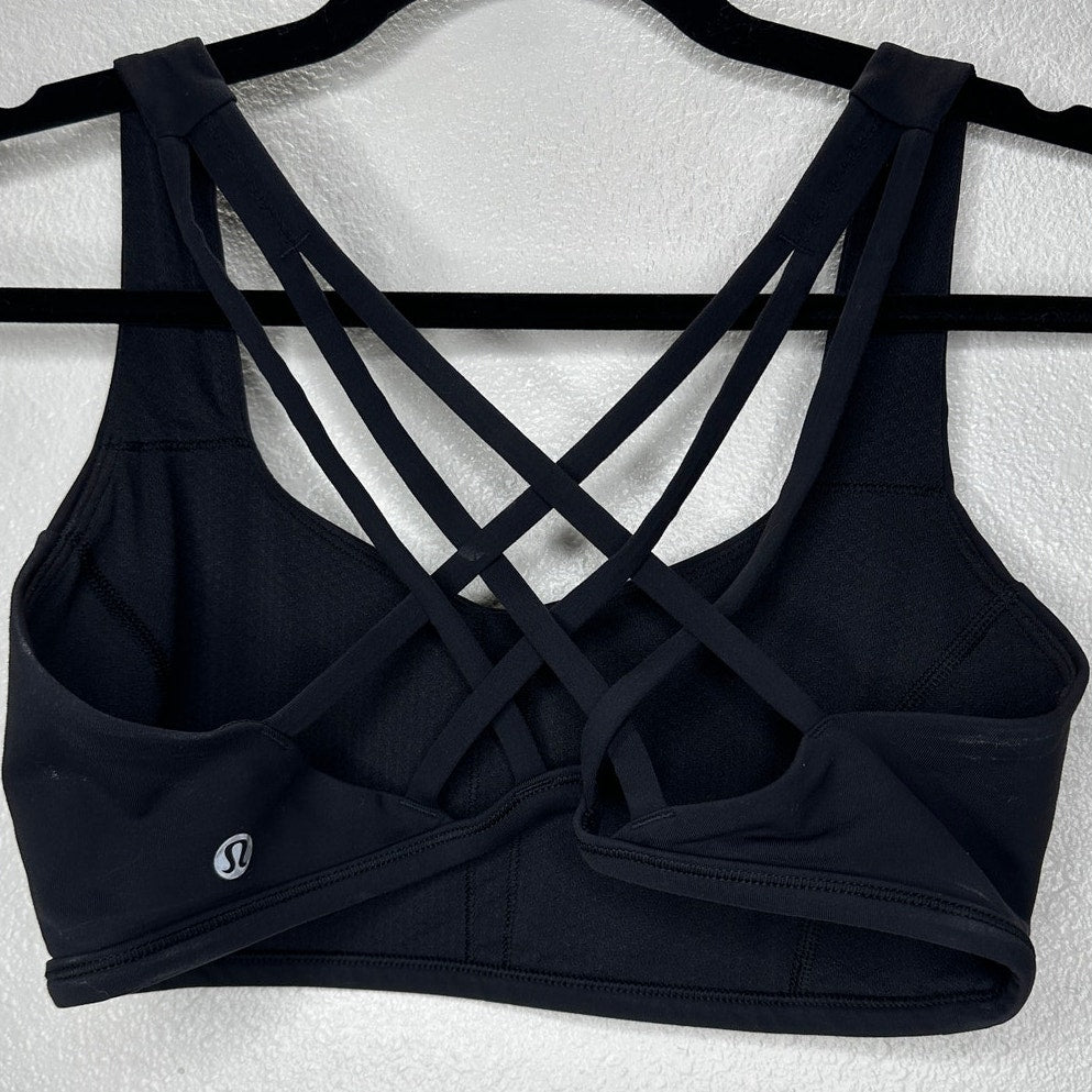 Lululemon Black Round Neck Strappy Racerback Energy Bra 6