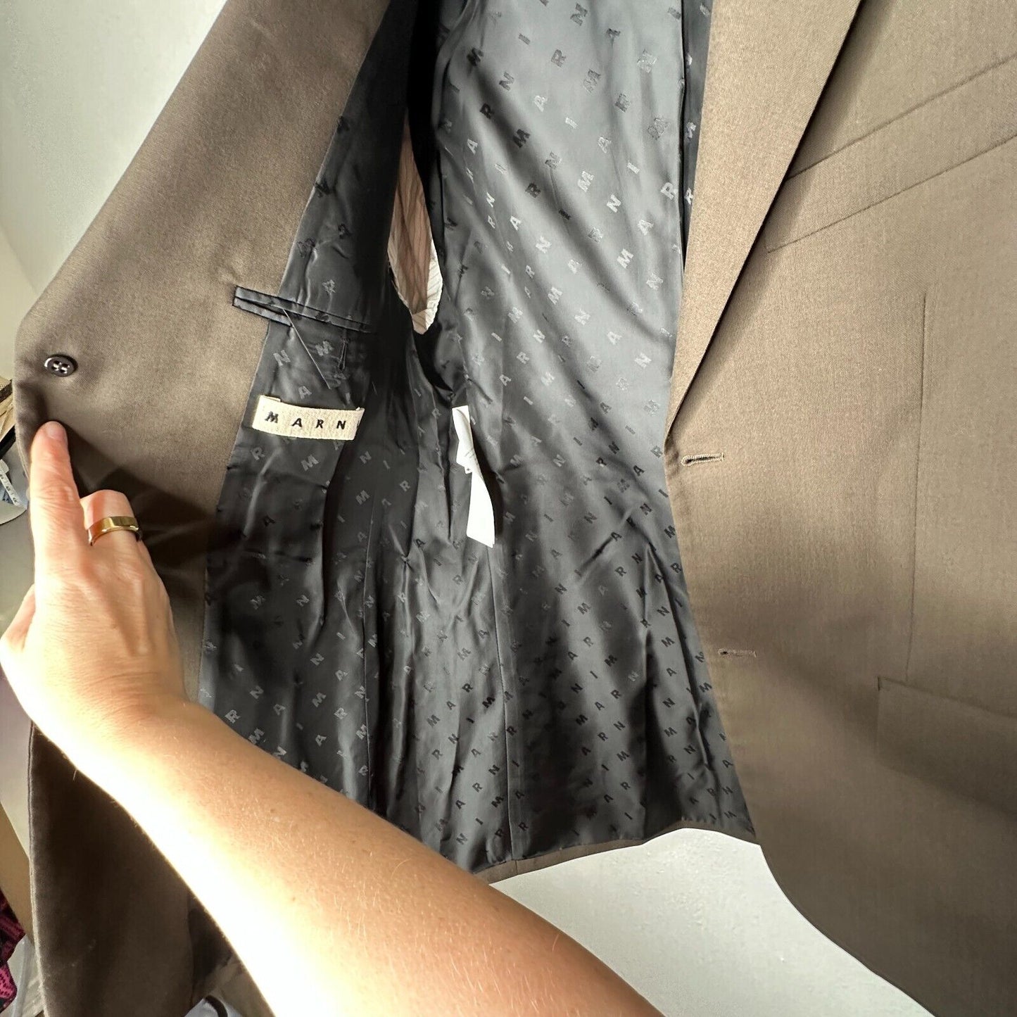 Marni Rich Chocolate Brown Two Button Notched Collar Wool Blazer Jacket 44