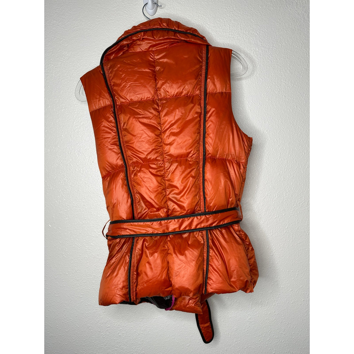 Escada Sport Orange Goose Down Quilted Puffer Belted Vest 38 / 8