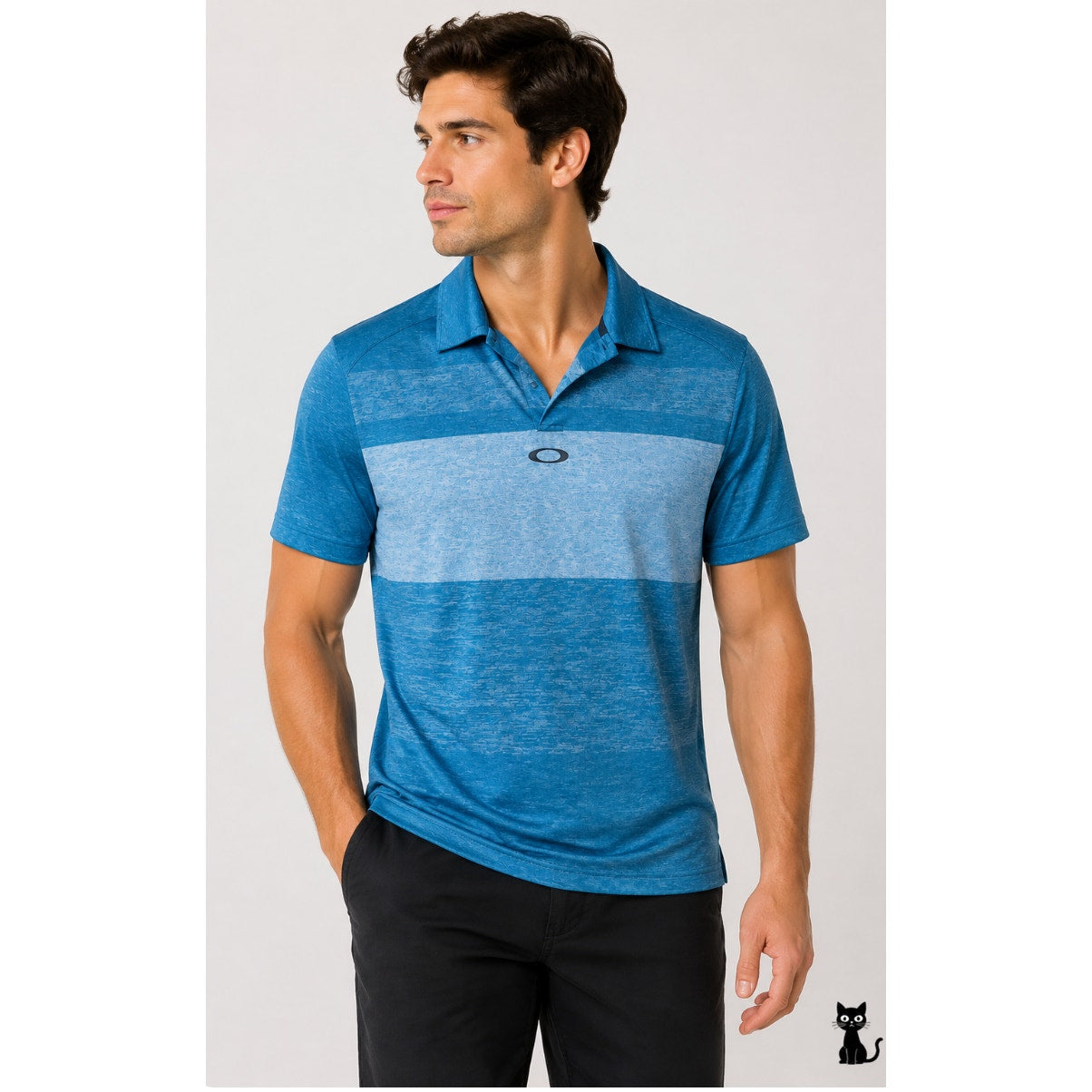 Oakley Bristol Pacific Blue Mens Short Sleeve Multi Stripe Polo Shirt Small