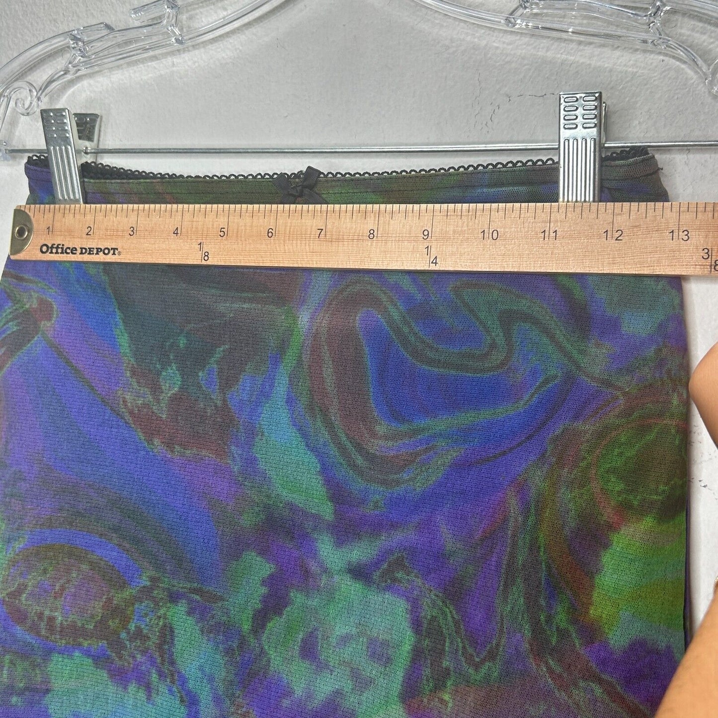 Urban Outfitters Purple & Green 60s Swirl Print Stretch Mini Skirt