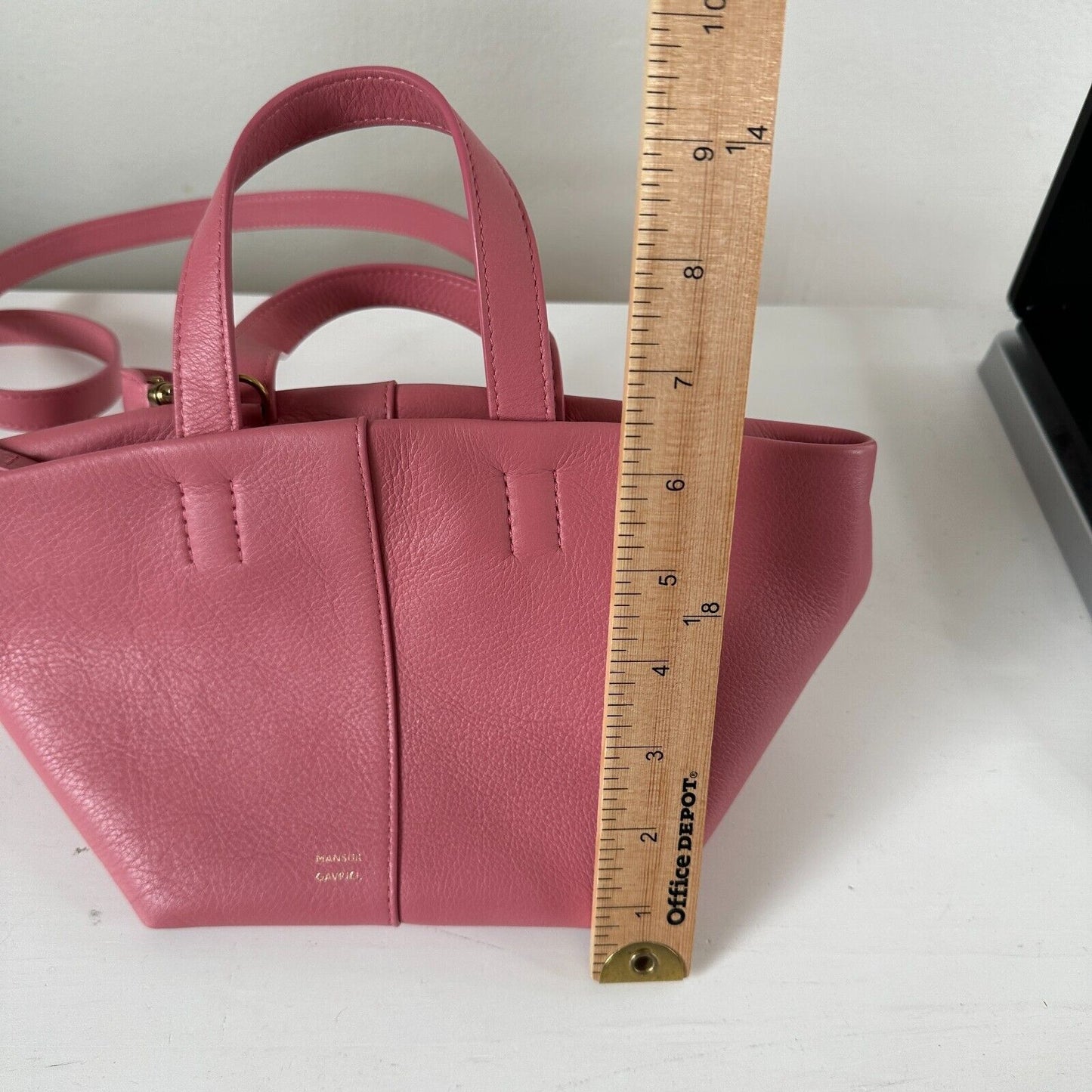 NWOT Mansur Gavriel Tulipano Mini Pebbled Leather Crossbody Bag Peony Pink