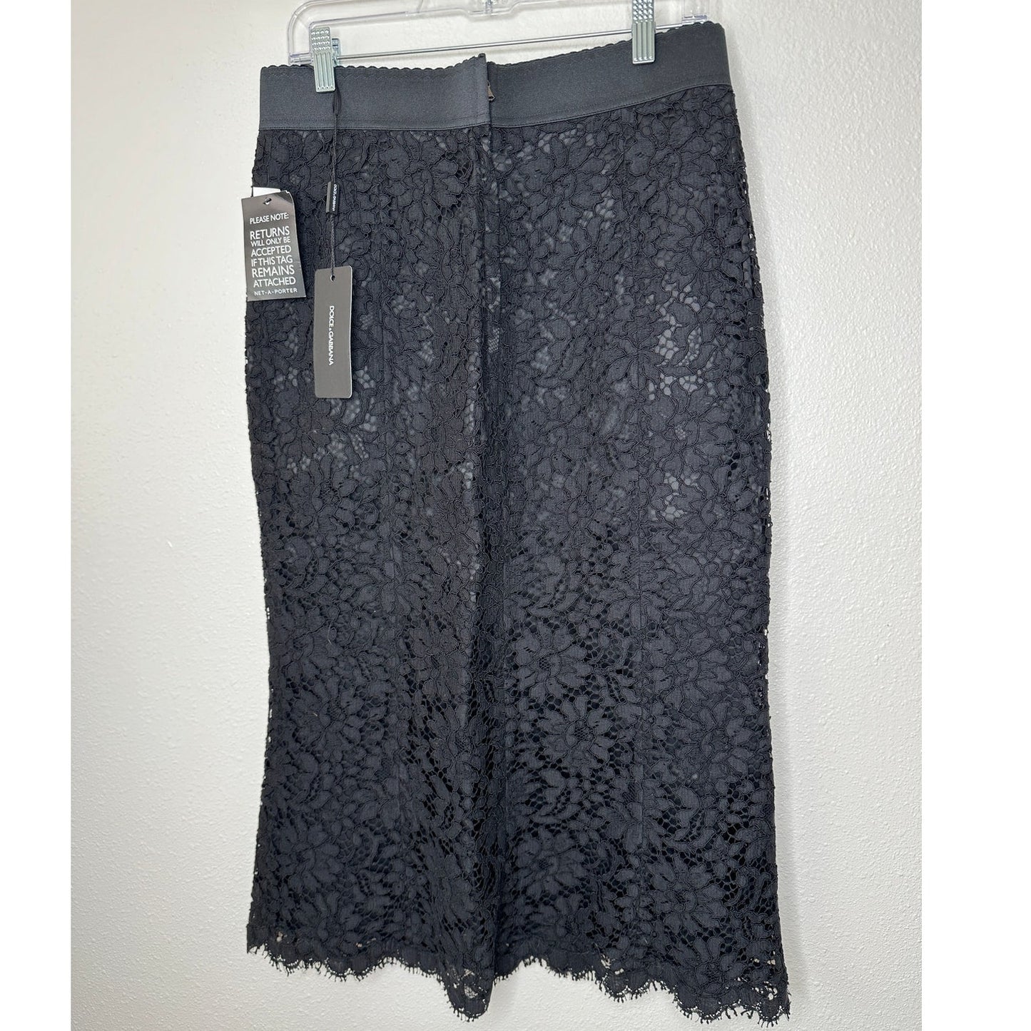 NWT Dolce & Gabbana Black Lace Pencil Skirt Back Zip Underskirt 46 / XL