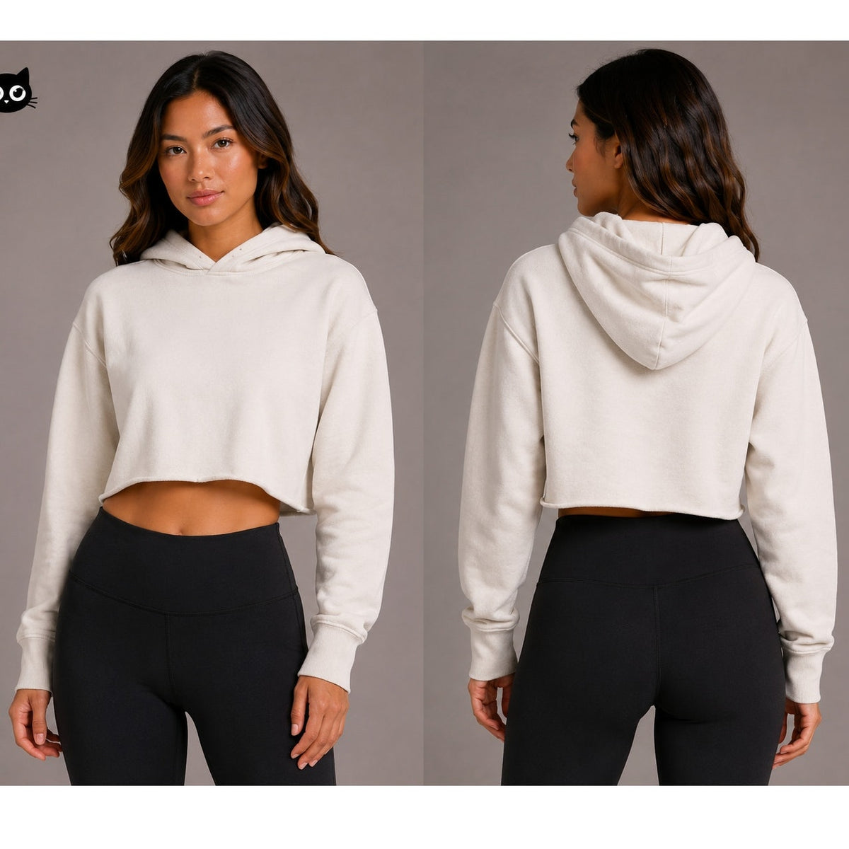TNA Tan Long Sleeve Crop Fleece Hooded Sweatshirt Rib Trim Sleeves Raw Hem Small