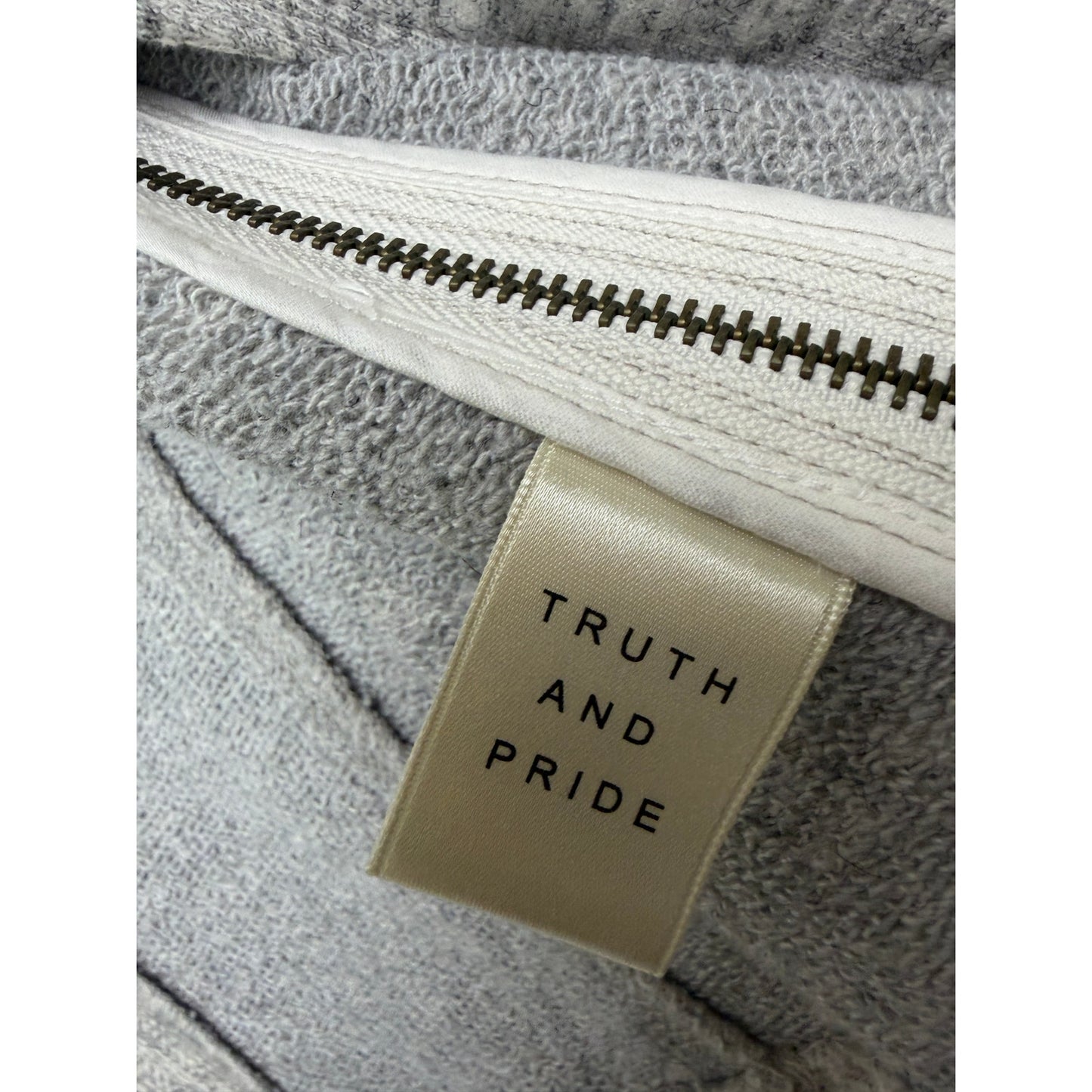 Truth and Pride Ivory Leather Heathered Zip Jacket Womens XS