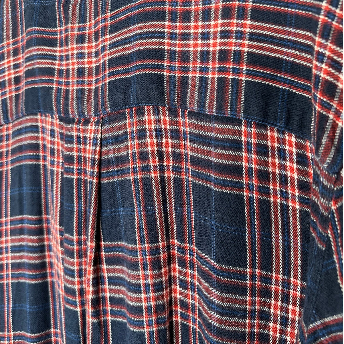 Treasure & Bond Navy Red White Plaid Collared Button Down Boyfriend Shirt L