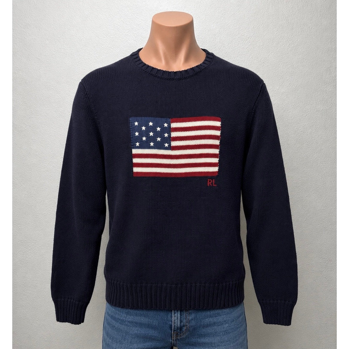 Polo Ralph Lauren Navy Flag Cotton Sweater Men M