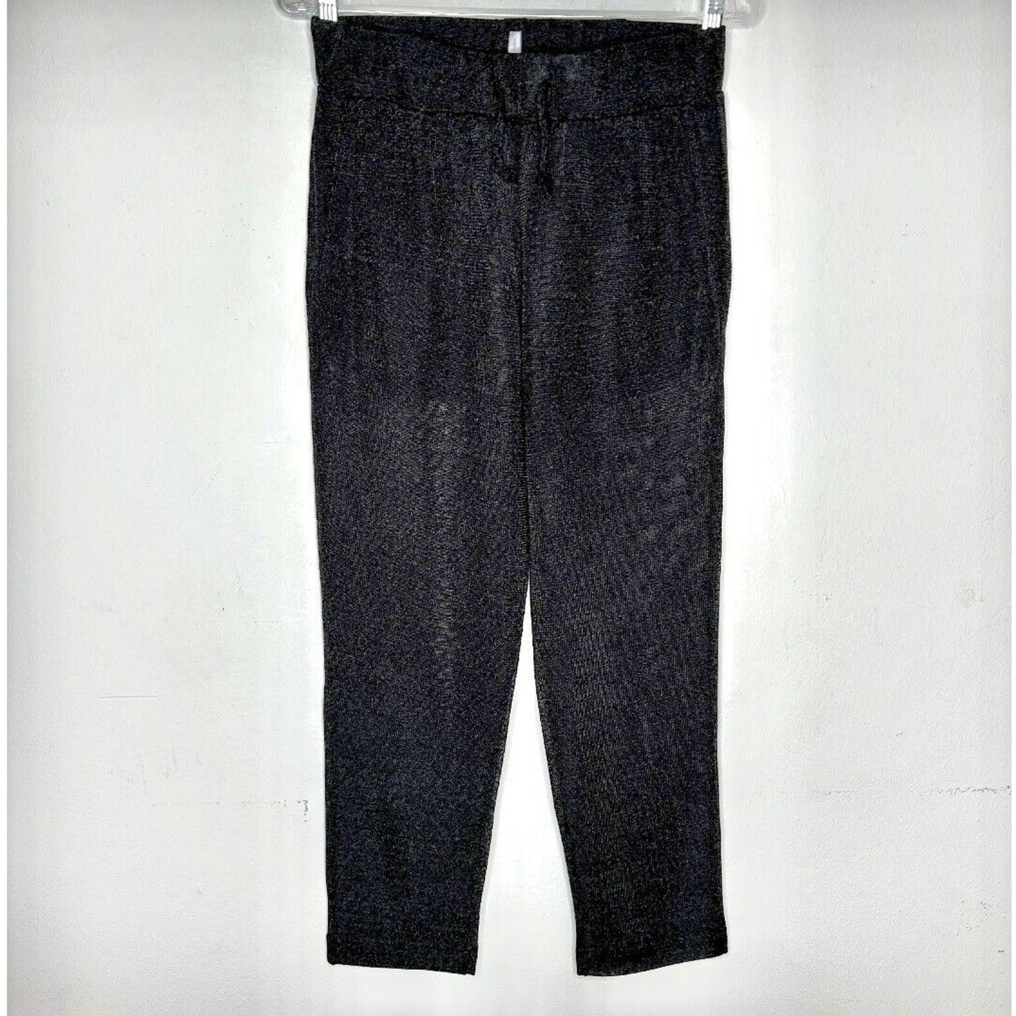 Elaine Field Black Metallic Shimmer & Sheer Mesh Tie Waist Slash Pocket Pants 1