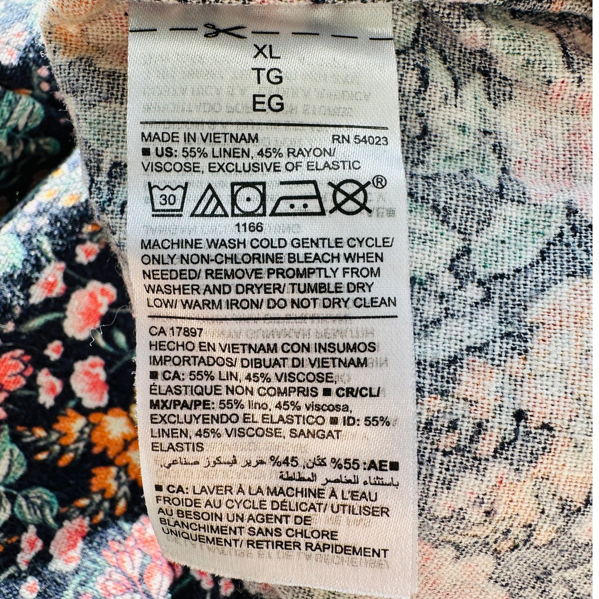 Old Navy Blue Multi Color Floral V-Neck Smocked Back Summer Dress XL