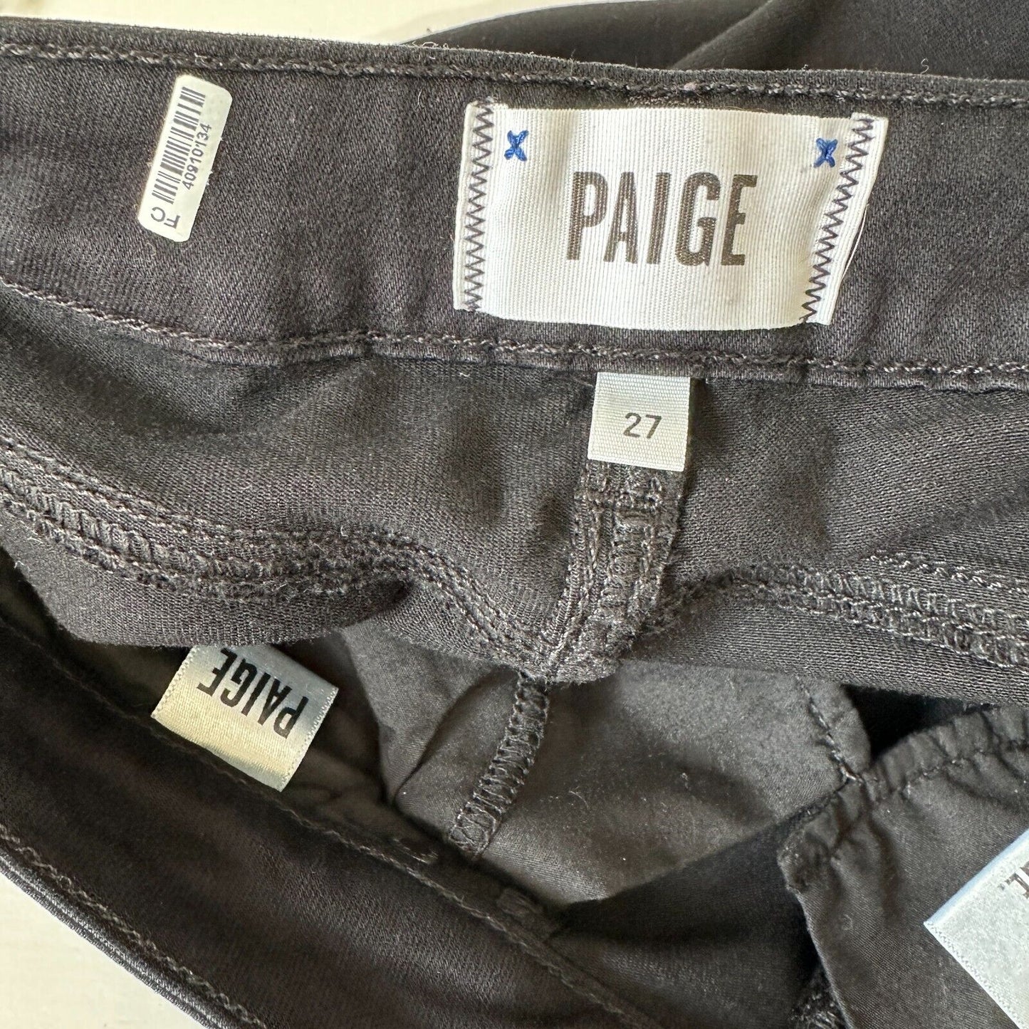 Paige Black Shadow Verdugo Ultra Skinny Jeans 5 Pocket Design Zip Fly Button 27