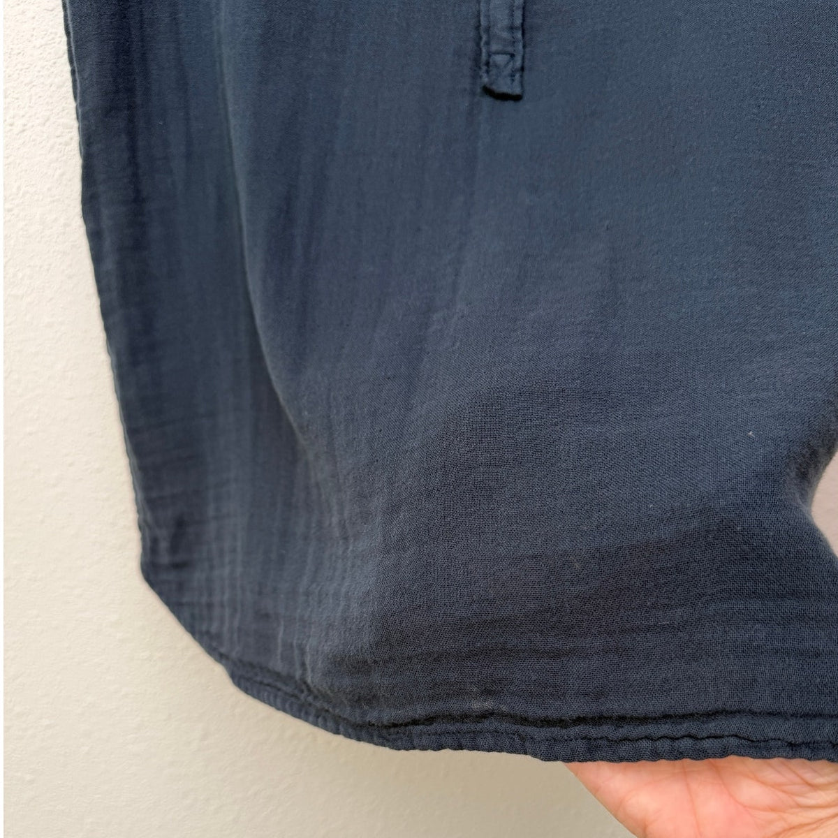 Faherty Dream Cotton Desmond Top Navy Organic Gauze Henley Women's US XS