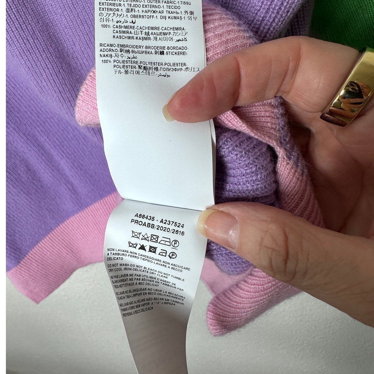 Versace Colorblock Cashmere V-Neck Sweater Purple/Green Women’s S IT38