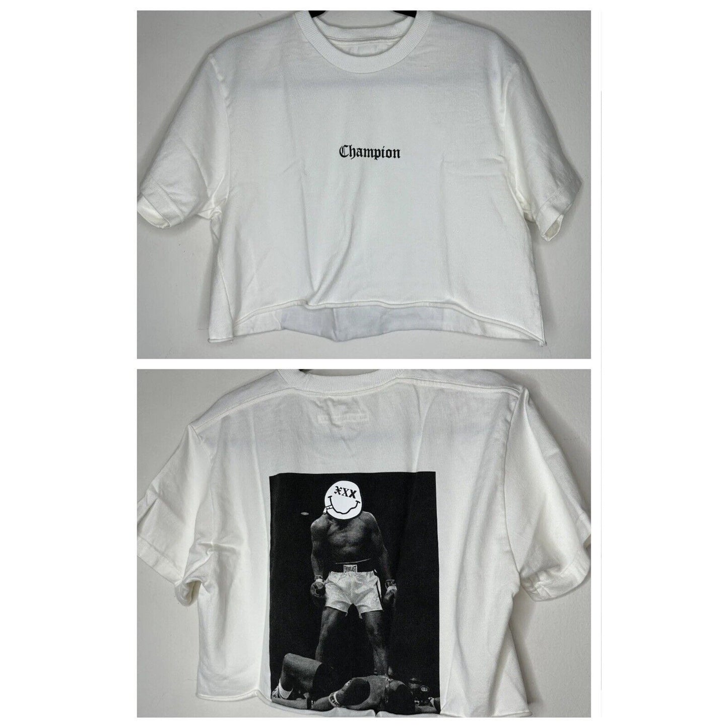 God Selection XXX Cream Champion Boxer Graphic cut crop top short sleeves L