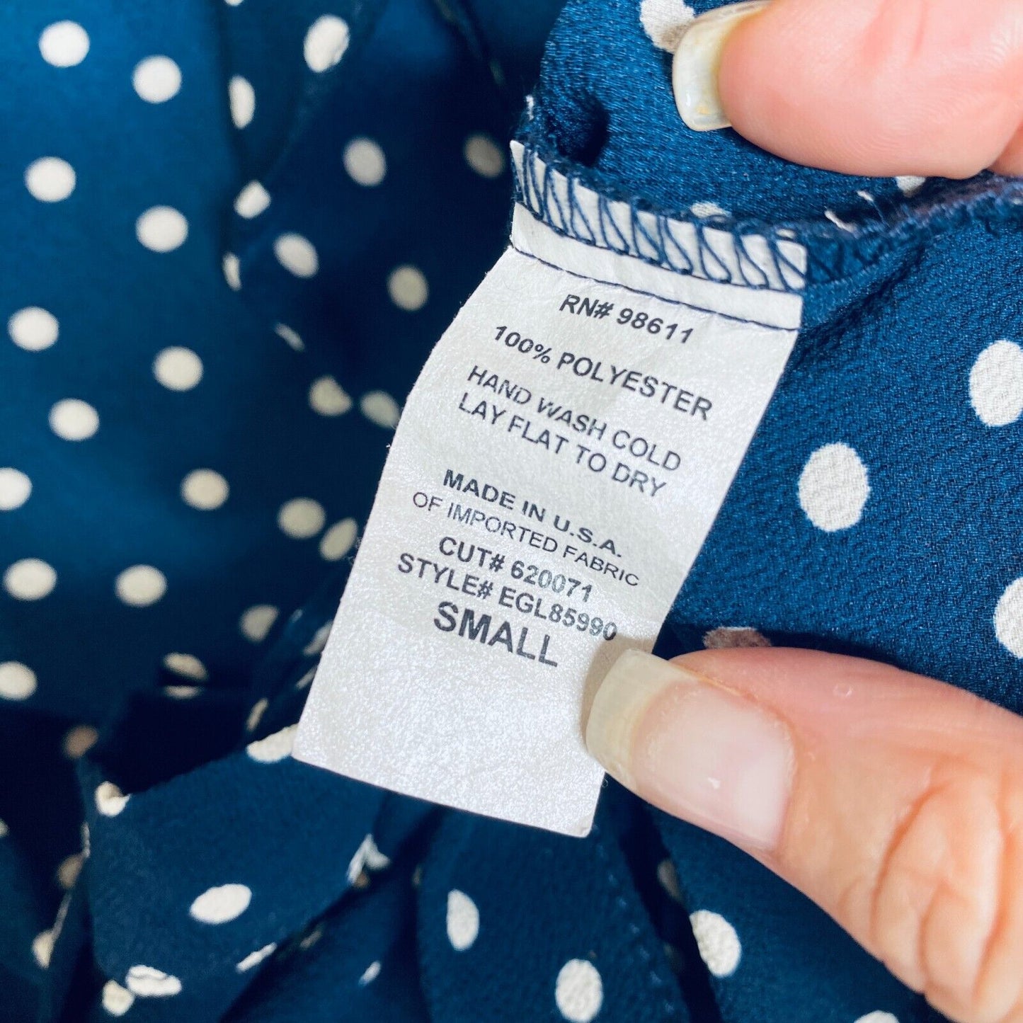 Revolve Eight Sixty Navy Cream Polka Dot Wrap Front-V Bell Sleeve Crop Top SM