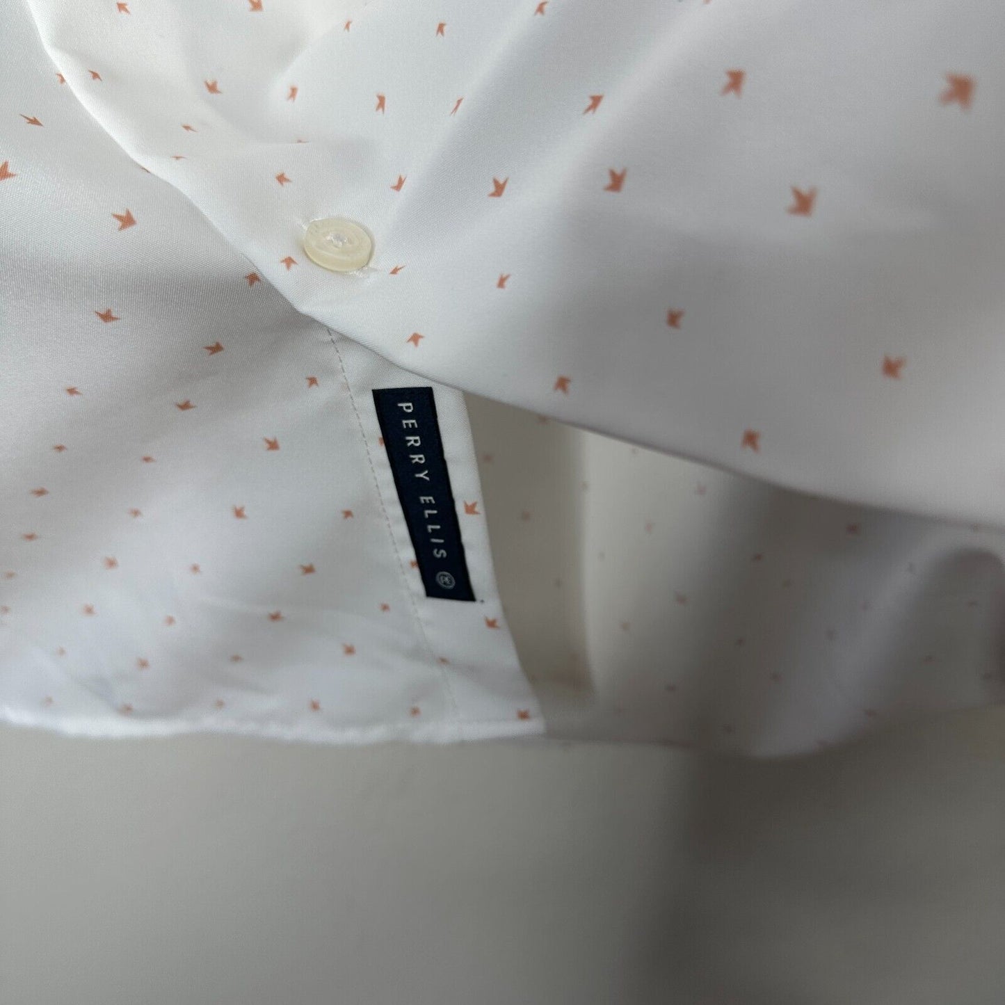 Perry Ellis White Rust Tan Arrow-Dot Print Short Sleeve Button Front Shirt XXL