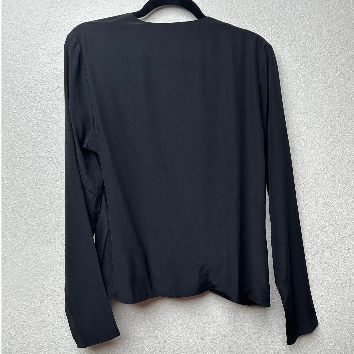 Mugler Black Silk Faux Wrap Chain Detail Blouse Women’s US 12