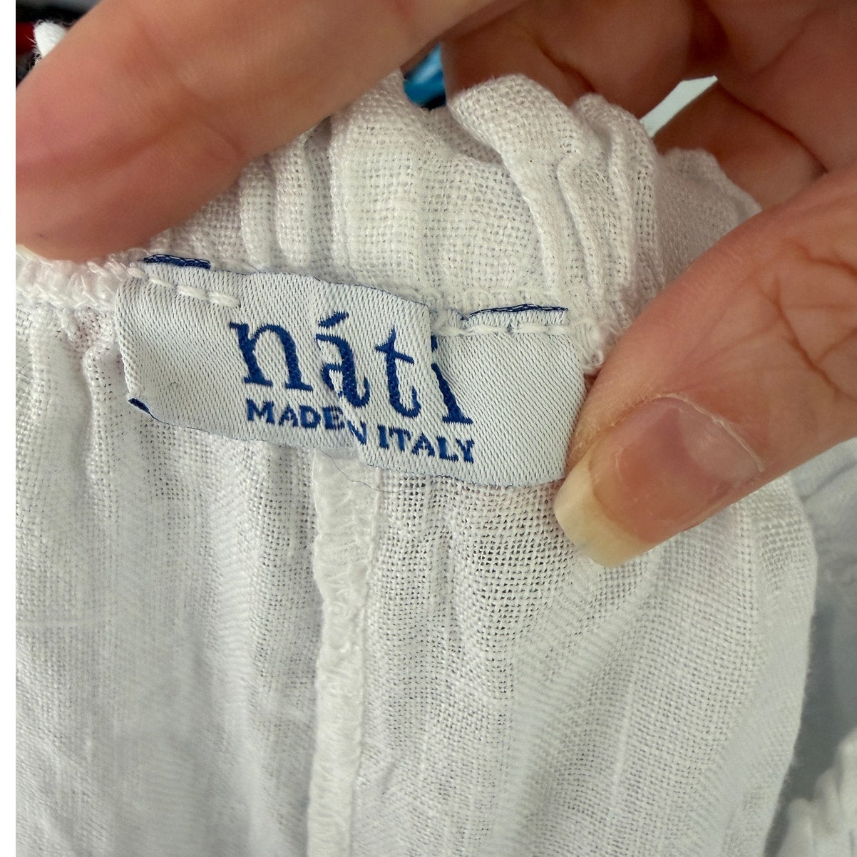 Nati White Linen Wide Leg Palazzo Pants High Rise Drawstring