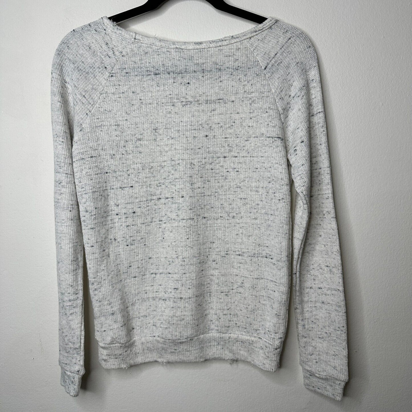 Peyton Jensen White-Gray Heathered Embroidered Rose Shoulder Sweater XS