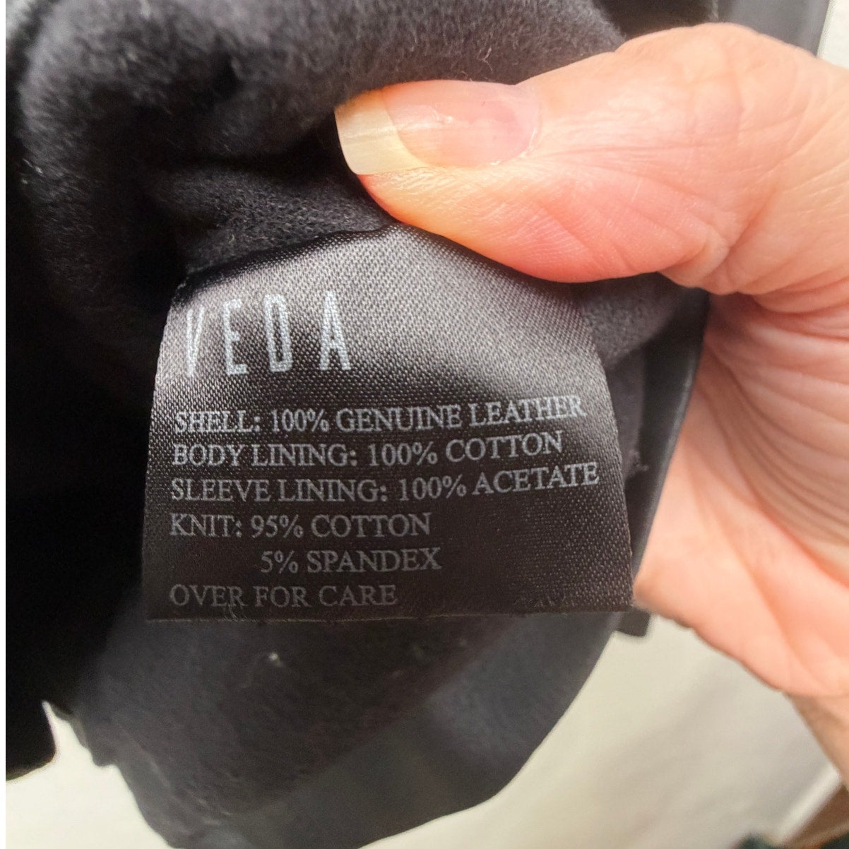 Veda Black Genuine Leather Moto Biker Jacket Women's Medium