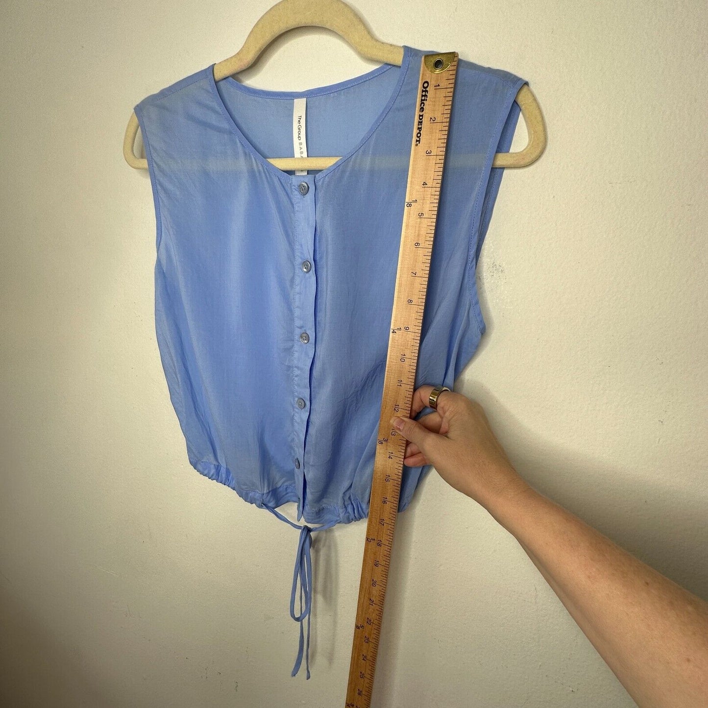 Aritzia Babaton Light Blue Cardin Sleeveless Button-Down Drawstring Waist Top XS