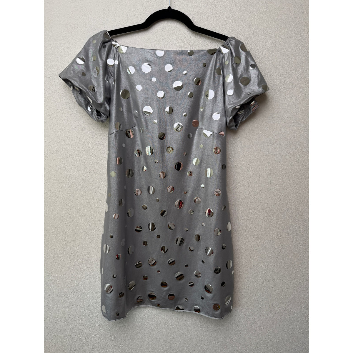 Volcano Silver Mirror Disc Mini Dress Women Size 1