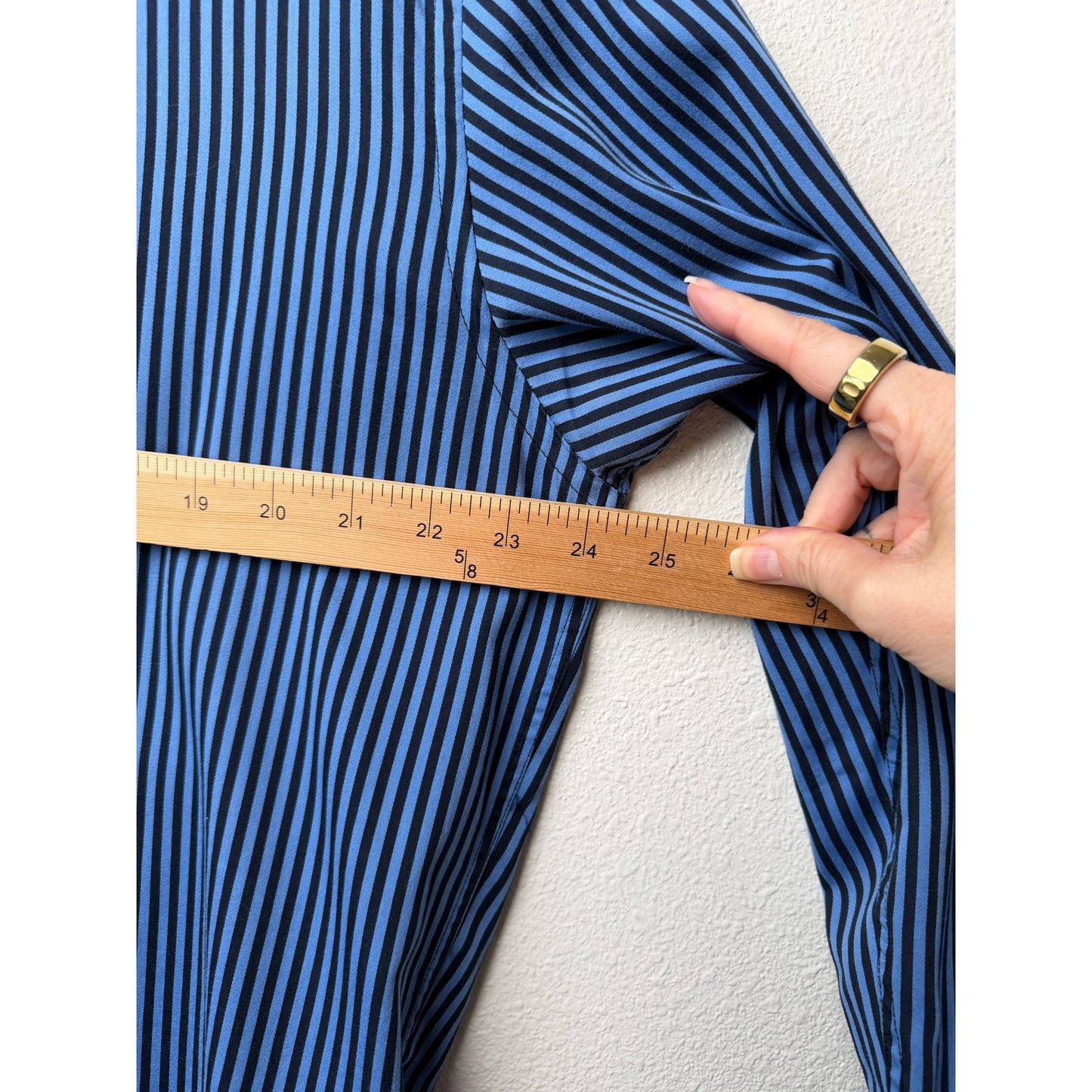 English Laundry Blue Black Stripe Button Front Shirt Mens L
