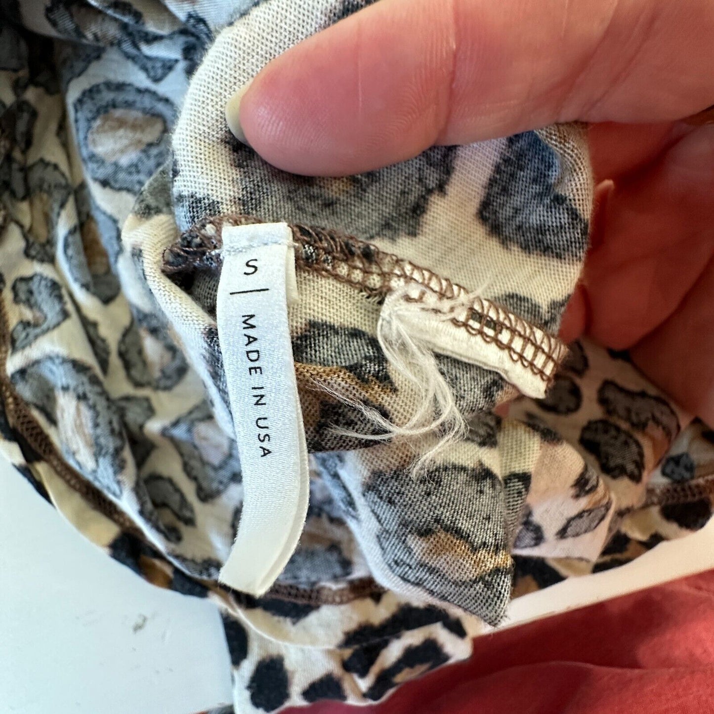 BLDWN Tan and Black Cheetah Knit Print Long Sleeve Mock Neck Fitted Knit Top S