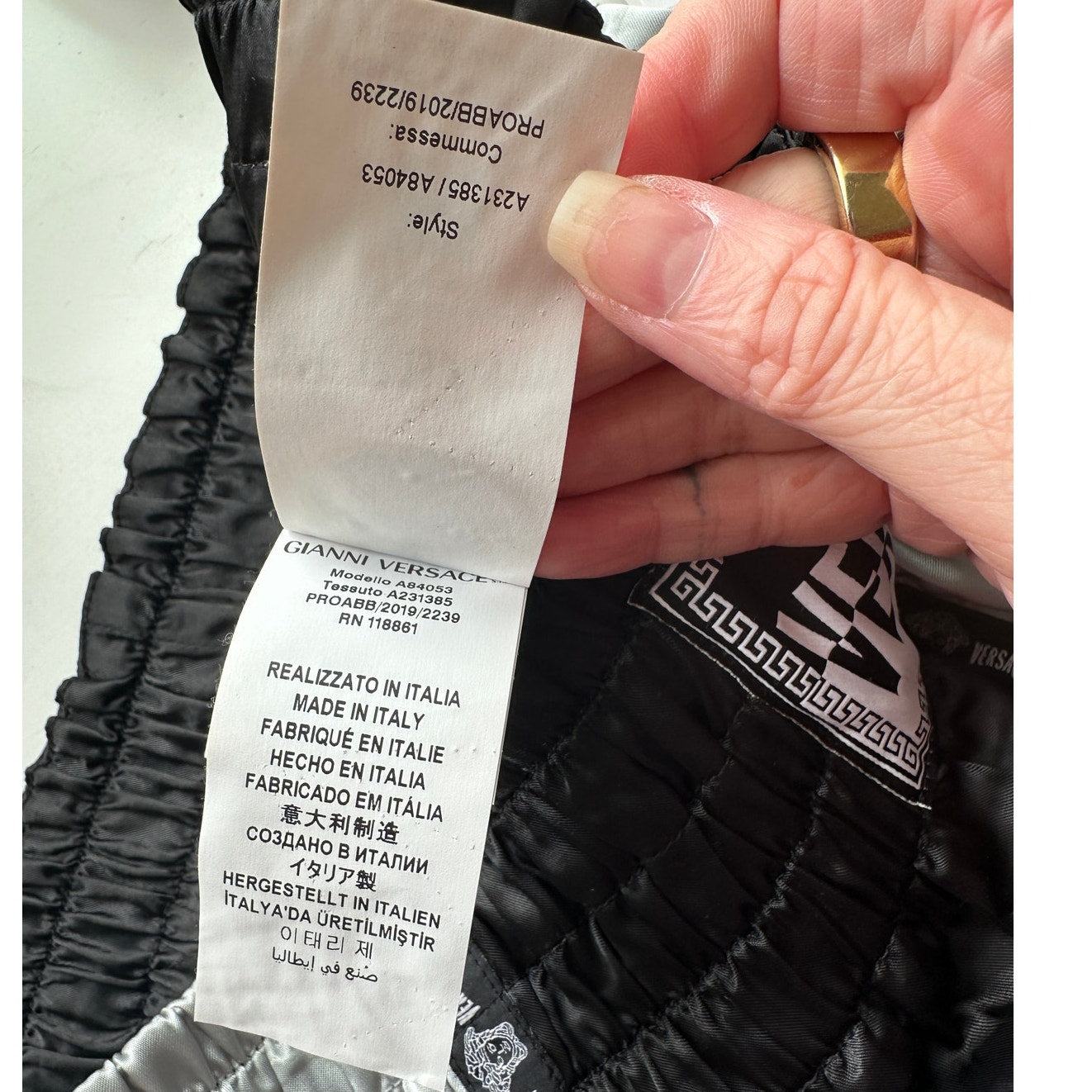 Versace Muay Thai Boxing Shorts Black & Silver Sequin 48 / M