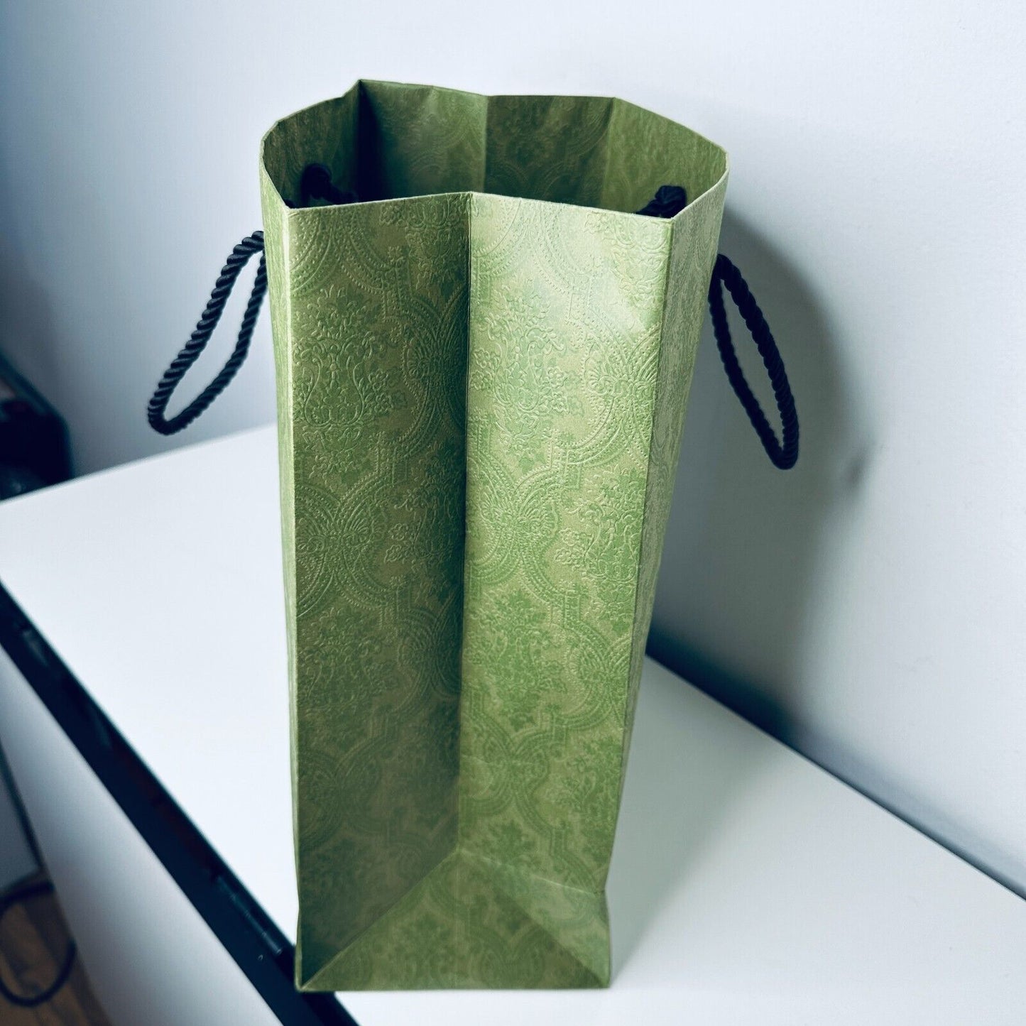 Gucci Embossed Green with Black Gucci Logo Gift Bag Rope Handle 100% Recycled