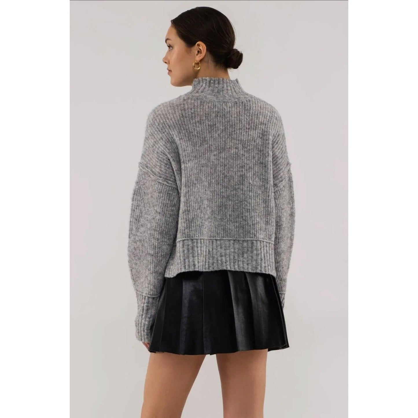 The Workshop Gray Keepin It Cozy Knit Boxy Long Sleeve Sweater M