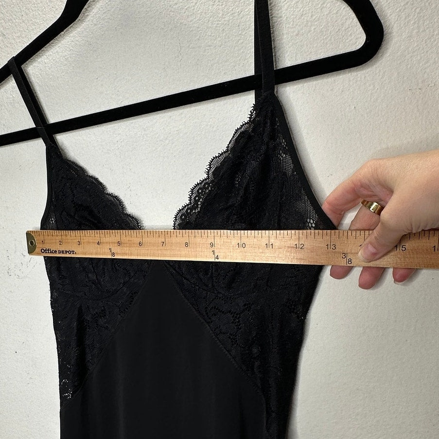 Guess Black Lace V-Neck Spaghetti Strap Slip Dress
